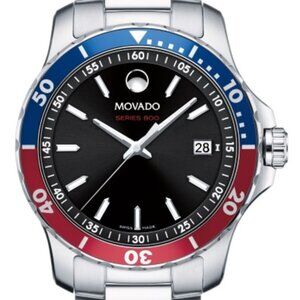 Movado 800 series men's watch Black dial with silver bracelet (NEW)
